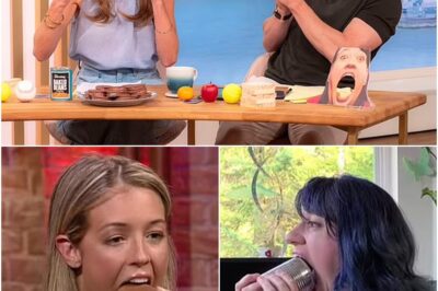Ben Shephard leaves Cat Deeley BLUSHING with VERY rude joke as she crams an entire apple and three Wagon Wheels into her mouth on This Morning to compete with world RECORD HOLDER!