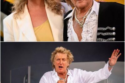 Sir Rod Stewart appeared to give a touching nod to his wife Penny Lancaster during his jam-packed entertained the swarm of festival goers set on Sunday.
