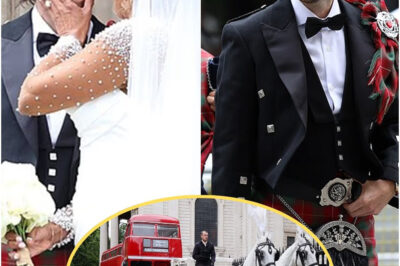 OFFICIAL ‘TIME TO WALK DOWN THE ZIG-A-ZIG-AISLE!’ Blushing bride Mel B arrives at her wedding in a pearl-adorned white gown – as Emma Bunton is the only Spice Girl to attend St Paul’s Cathedral ceremony