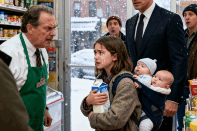 “Get out and don’t come back!” — Little girl thrown out of a store for “stealing” a carton of milk for her two younger siblings — right then, a millionaire stopped and said 7 words that left the manager speechless.