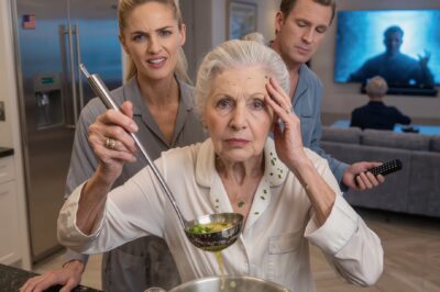 My daughter-in-law flung the ladle so hard it struck my head while I was cooking soup and shouted, “Who cooks like that, you really can’t do anything right!” My son just turned the TV on, pretending he couldn’t hear. Five minutes later, a crash shook the entire kitchen, and when he ran in and saw what I was doing with the pot on the stove, his face went as pale as the tiled wall behind him, and his hand began to tremble as he whispered my name in that small kitchen in the middle of America that night.