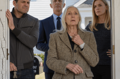 My son and daughter-in-law showed up at my front door at 6 a.m., he insisted on getting in by any means after I changed the locks to protect the house my late husband left me, my daughter-in-law was screaming my name as if the house were already in her name, until a voice behind me said, “Stop, I’ll handle this,” the door opened, and what they saw left them stunned.